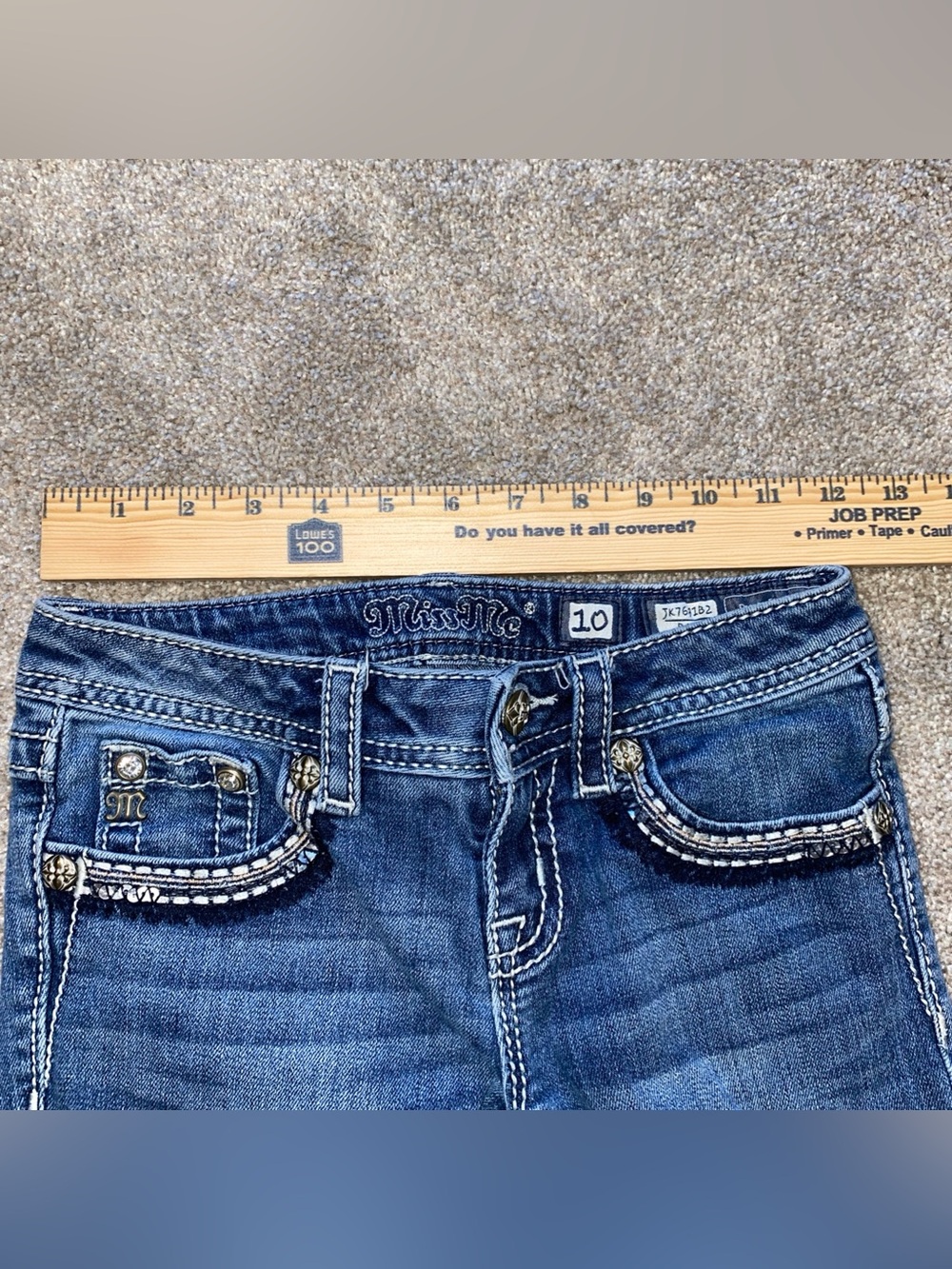 Miss Me Boot Cut Jeans Girls Size 10 Bling Faded Stretch - Picture 8 of 10